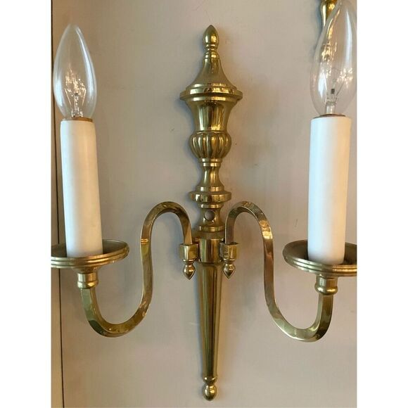 Vintage Neoclassical Style Solid Brass Wall Sconse 2 Light Arm Urn Design - Picture 1 of 4